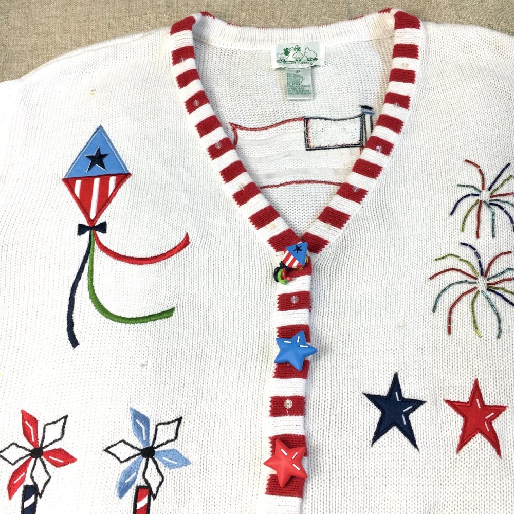 Quacker Factory Patriotic 4th Of July Flag Sweater - image 3